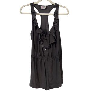 Alice & Trixie Silk Romper Size Small Ruffle Neck Sleeveless Racerback Modern